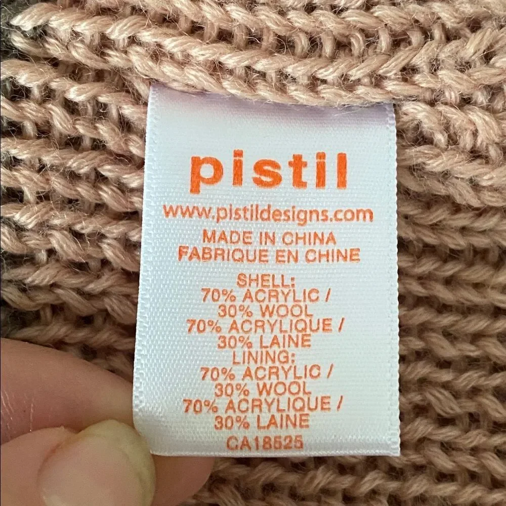 Pistil Pink & Brown Chunky Knit Wool Blend Snood Neck Scarf Silver Logo Tag
